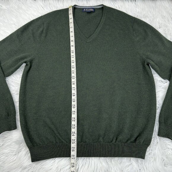 Brooks Brothers Men's Green Merino Wool V-Neck Long Sleeve Preppy Sweater XL/C44 - Picture 9 of 11